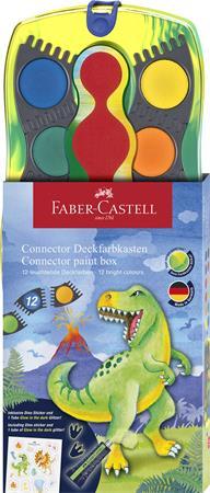 Vodové farby, 12 kusové, spojiteľné, FABER-CASTELL, dinosaurus