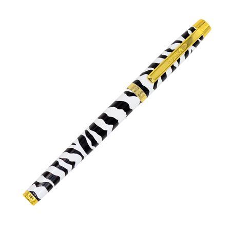 Guličkové pero, 0,7 mm, s vrchnákom, PUKKA PAD "Wild Premium Zebra", čierne