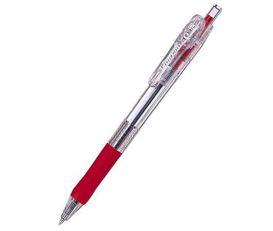 Guľôčkové pero, 0,21 mm, stláčací mechanizmus, ZEBRA "Tapli Clip ECO", červená