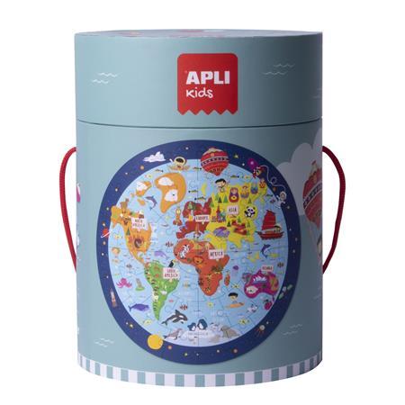 Puzzle, okrúhle, 48 ks, APLI Kids "Circular Puzzle", mapa sveta