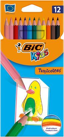 Farebné ceruzky, sada, BIC KIDS "Tropicolors", 12 rôznych farieb