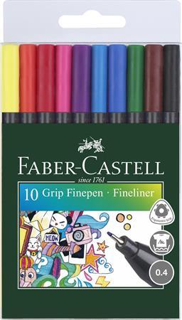 Linery, sada, 0,4 mm, FABER-CASTELL "Grip", 10 rôznych farieb
