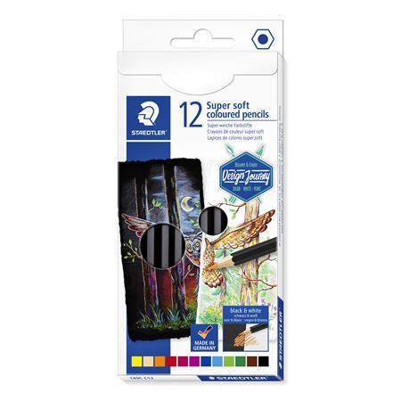 Farebné ceruzky, sada, šesťhranné, STAEDTLER "Design Journey Super Soft", 12 rôznych farie