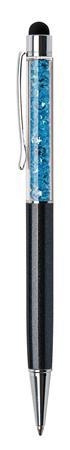 Guličkové pero, s SWAROVSKI® kryštálom, čierne, ART CRYSTELLA "Touch", aqua modrý kryštál