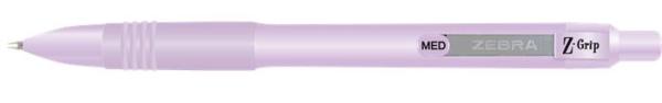 Guľôčkové pero, 0,27 mm, stláčací mechanizmus, fialové telo pera, ZEBRA "Z-Grip Pastel", m