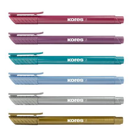 Fixky, sada, KORES "Metallic Style", 6 kovových farieb