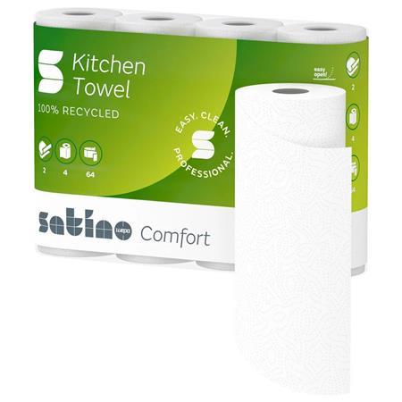 . Kuchynské papierové utierky, 2-vrstvové, 4 kotúče, "Satino Comfort by Wepa", biela