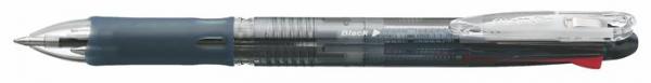 Guľôčkové pero, 0,24 mm, stláčací mechanizmus, 4 farby, ZEBRA "Clip-on Slim 4C", priehľadn