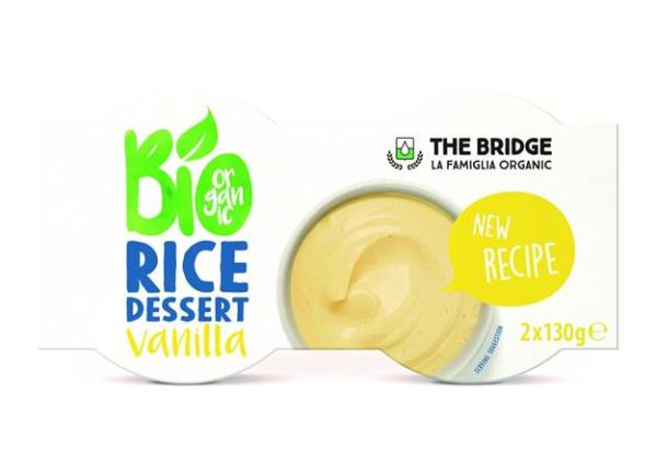 Rastlinný dezert, bio, 2x130 g, THE BRIDGE, ryžový, vanilková príchuť