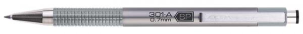 Guľôčkové pero, 0,24 mm, stláčaci mechanizmus, strieborné telo pera, ZEBRA "F-301 A", modr
