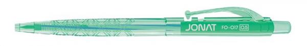 Guľôčkové pero, 0,25 mm, stláčací mechanizmus, rôzne farby tela, FLEXOFFICE "Jonat", modrá