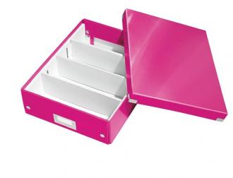 Odkladací box, organizačný, laminovaný kartón, veľkosť M, LEITZ "Click&Store", ružový