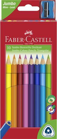 Farebné ceruzky, sada, trojhranný tvar, FABER-CASTELL "Jumbo", 10 rôznych farieb