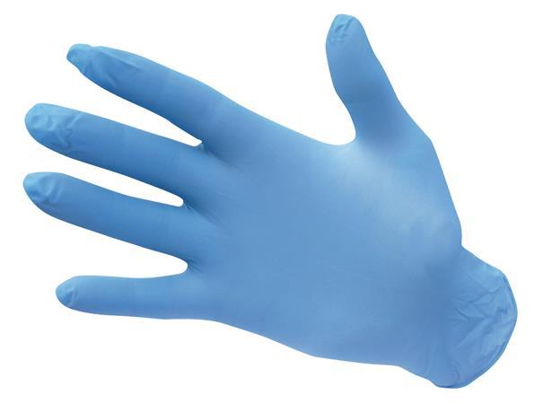. Ochranné rukavice, jednorazové, nitril, veľkosť: M, nepudrované, modré