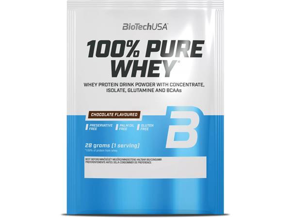 Srvátkový proteínový prášok, 28g, BIOTECH USA "100% Pure Whey", čokoláda 1