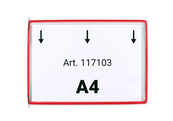 Prezentačná tabuľa A4, ležatá, zvrchu otvorená, DJOIS, červená