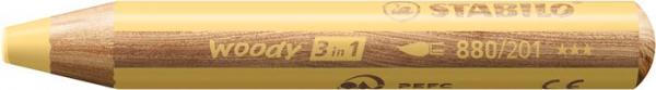 Farebná ceruzka, hrubá, STABILO "Woody 3 in 1 Pastel", pastelovo žltá