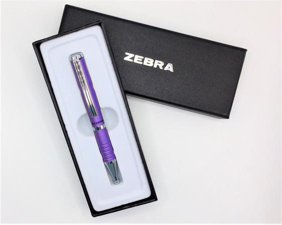Guličkové pero, 0,24 mm, teleskopická, kovovo fialové, ZEBRA "SL-F1", modré