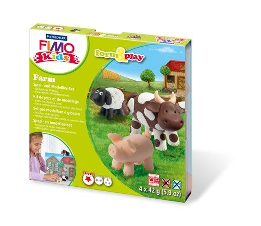 Modelovacia hmota, 4x42 g, FIMO "Kids Form & Play", farma