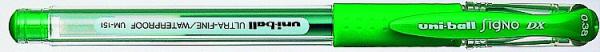 Gélové pero, 0,38 mm, s vrchnákom, UNI "UM-151", zelené