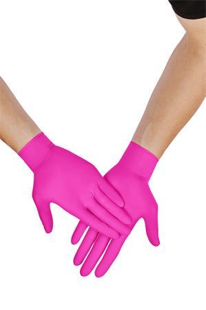 . Ochranné rukavice, jednorazové, nitril, XS méret, 100 ks, nepudrované, magenta