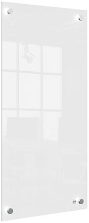 Odkazová tabuľa, sklenená, nástenná, úzka, 30x60 cm, NOBO "Home", biela