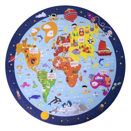 Puzzle, okrúhle, 48 ks, APLI Kids "Circular Puzzle", mapa sveta