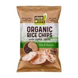 Ryžové chipsy, 25 g, RICE UP Bio, chia semiačka a quinoa