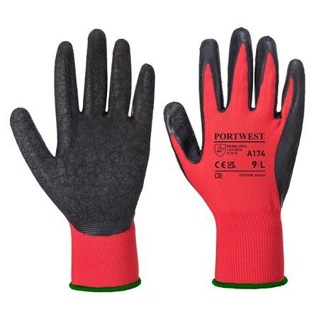 . Ochranné rukavice, latex, veľkosť: L "Flex Grip", červené-čierne