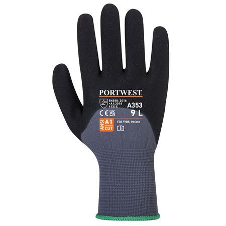 . Ochranné rukavice, nylonové, nitrilová pena, XL, "DermiFlex Ultra Plus", sivo-čierna