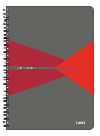 Blok, A4, linajkový, 90 listov, laminovaná kartónová obálka, LEITZ "Office", sivá-červená