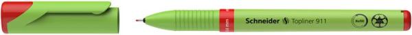 Liner, 0,4 mm, vymeniteľná náplň, recyklované telo, SCHNEIDER "Topliner 911", červená