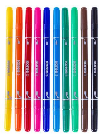 Fixky, sada, 1-3 mm, vyprateľné, KORES "Korellos 2in1", 10 rôznych farieb