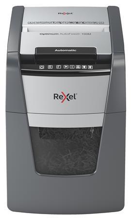 Skartovací stroj, mikrokonfety, 100 listov, REXEL "Optimum AutoFeed+ 100M"