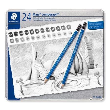 Grafitová ceruzka, sada, v kovovej krabičke, šesťhranná, STAEDTLER "Mars® Lumograph® 100",