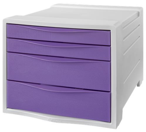 Zásuvkový box na dokumenty, plastový, 4 zásuvky, ESSELTE "Colour`Breeze", priehľadný levan