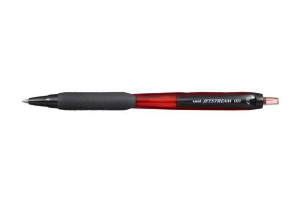 Guľôčkové pero, 0,35 mm, stláčací mechanizmus, UNI "SXN-101 Jetstream", červená