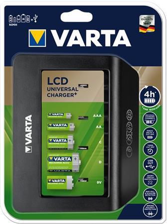 Nabíjačka batérií, univerzálna, AA/AAA/C/D/9V, LCD obrazovka, VARTA "Universal"