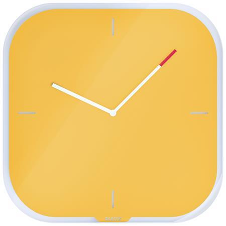 Nástenné hodiny, štvorcové, 30x30 cm, LEITZ "Cosy", matná žltá