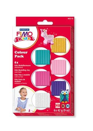 Modelovacia hmota, 6x42 g, pre dievčatá, FIMO "Kids Color Pack", 6 rôznych farieb