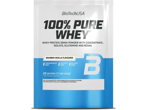 Srvátkový proteínový prášok, 28g, BIOTECH USA "100% Pure Whey", bourbon vanilka 1