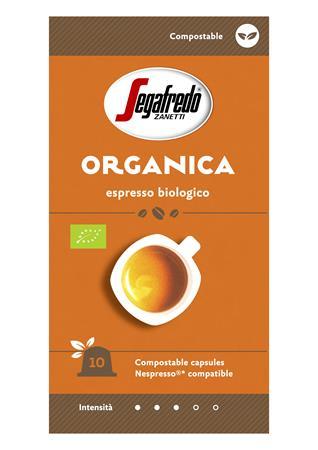 Kávové kapsuly, 10 ks biologicky rozložiteľných kapsúl, SEGAFREDO Organica - do kávovarov