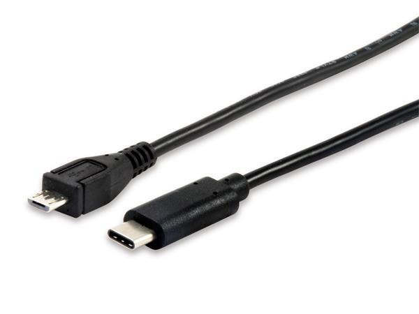 Prevodný kábel, USB-C-USB MicroB 2.0, 1m, EQUIP