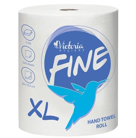 Papierové utierky, kotúčové, 2-vrstvové, 350 listov, VICTORIA HYGIENE " Fine XL"