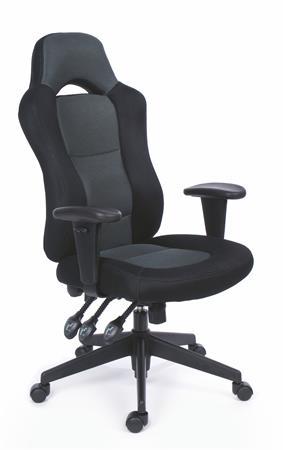 Manažérska stolička, čierne/sivé čalúnenie, čierny podstavec, MAYAH "Racer Plus"