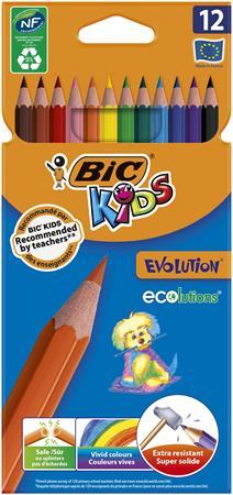 Farebné ceruzky, sada, BIC KIDS "Evolution", 12 rôznych farieb