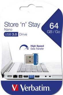 USB, 64GB, USB 3.0, 80/25MB/sec, VERBATIM "NANO STORE ´N´ STAY"