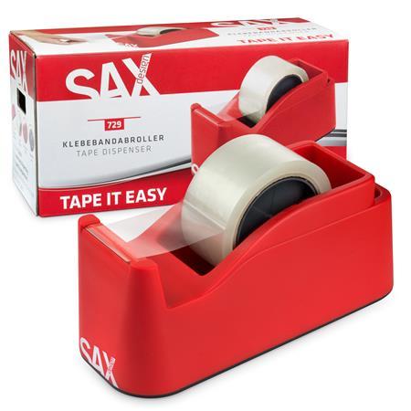 Dispenzor na baliacu pásku, stolový, s baliacou páskou, SAX "729", červený