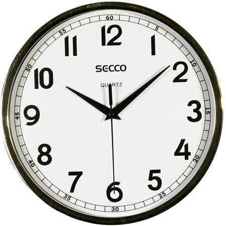 Nástenné hodiny, 24,5 cm,  SECCO, rám chrómovej farby