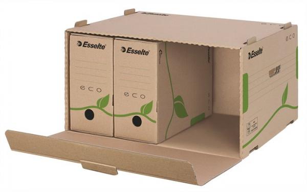 Archívny kontajner, recyklovaný kartón, dopredu otvárateľné veko, ESSELTE "Eco", hnedý